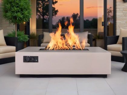Warming Trends 170K BTU 48" x 30" AON Powder-Coated Steel Rectangular Fire Table with CROSSFIRE 2.0 Brass Burner 