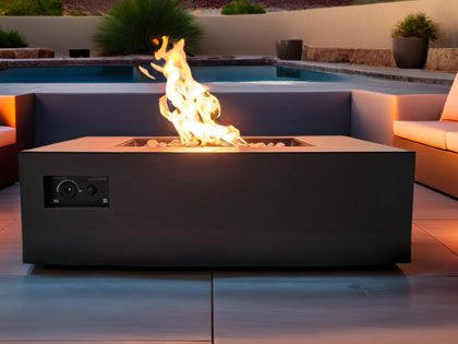 Warming Trends 140K BTU 40-Inch AON Powder-Coated Steel Square Fire Table with CROSSFIRE 2.0 Brass Burner 