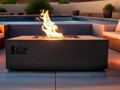 Warming Trends 180K BTU 48-Inch AON Powder-Coated Steel Square Fire Table with CROSSFIRE 2.0 Brass Burner 