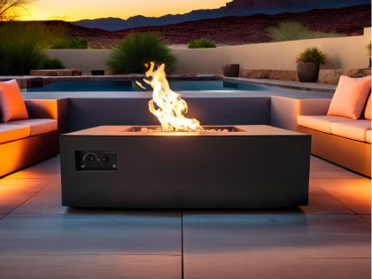 Warming Trends 180K BTU 48-Inch AON Powder-Coated Steel Square Fire Table with CROSSFIRE 2.0 Brass Burner 