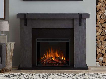 Aspen 49-Inch Electric Fireplace Mantel in Gray Barnwood