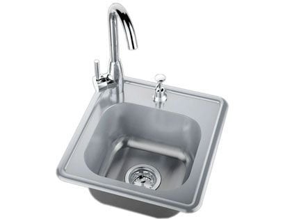 Sunstone 17 X 16-Inch Outdoor Rated Stainless Steel Drop In Sink With Hot/Cold Faucet 