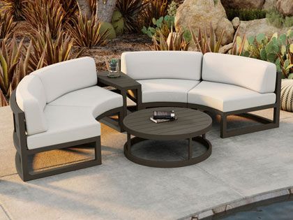 Harmonia Living Avion 6-Piece Outdoor Slate Grey Aluminum Outdoor Curved Sectional Set