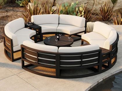 Harmonia Living Avion 11-Piece Outdoor Black Aluminum Outdoor Curved Sectional Set