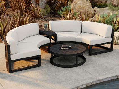 Harmonia Living Avion 6-Piece Outdoor Black Aluminum Outdoor Curved Sectional Set