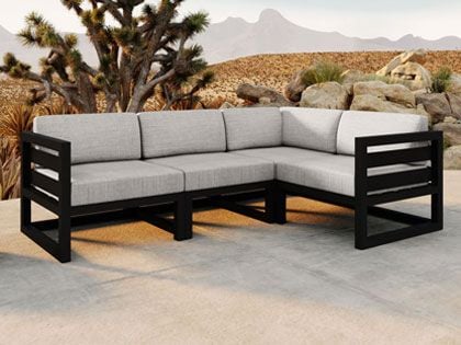 Harmonia Living Avion 4-Piece Outdoor Black Aluminum Outdoor Sectional Set