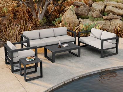 Harmonia Living Avion 5-Piece Slate Grey Aluminum Outdoor Sofa Set