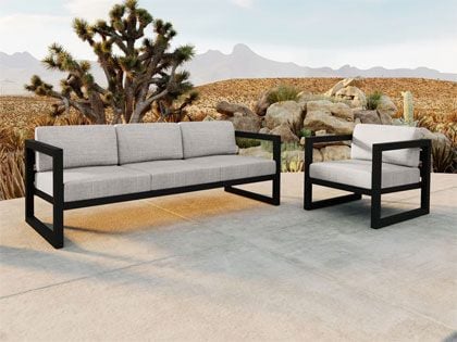 Harmonia Living Avion 2-Piece Black Aluminum Outdoor Sofa Set