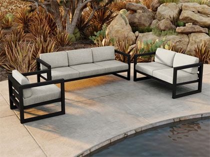 Harmonia Living Avion 3-Piece Black Aluminum Outdoor Sofa Set