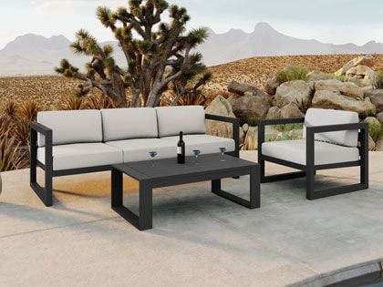 Harmonia Living Avion 3-Piece Slate Grey Aluminum Outdoor Sofa Set