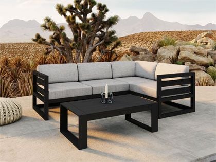 Harmonia Living Avion 5-Piece Outdoor Black Aluminum Outdoor Sectional Set