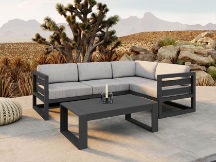 Harmonia Living Avion 5-Piece Outdoor Slate Grey Aluminum Outdoor Sectional Set