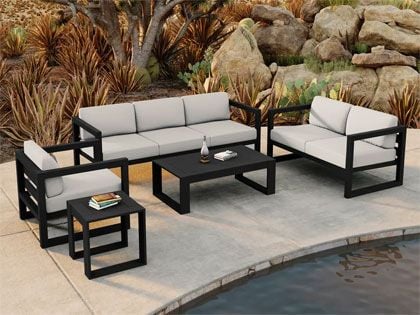 Harmonia Living Avion 5-Piece Black Aluminum Outdoor Sofa Set