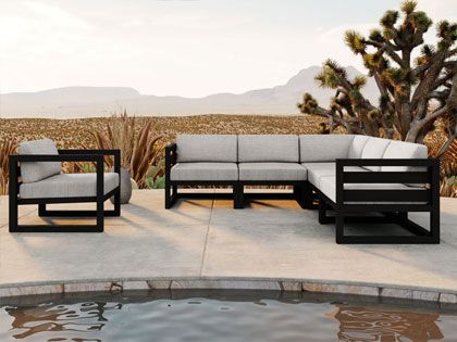 Harmonia Living Avion 6-Piece Outdoor Black Aluminum Outdoor Sectional Set
