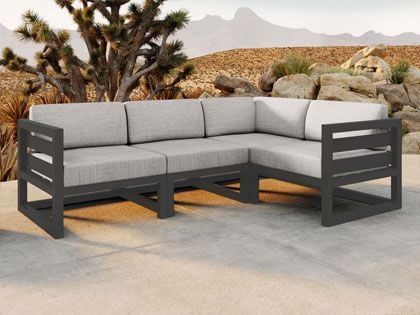 Harmonia Living Avion 4-Piece Outdoor Slate Grey Aluminum Outdoor Sectional Set