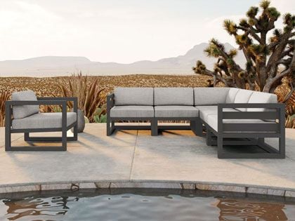 Harmonia Living Avion 6-Piece Outdoor Slate Grey Aluminum Outdoor Sectional Set