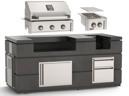 AOG 6 1/2-Foot Complete Island Package with T-Series 30-Inch 3-Burner Built-In Gas Grill & Double Side Burner - Black Lava
