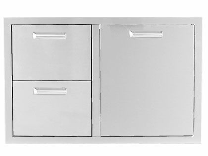 Black Diamond 32-inch Stainless Steel Double Drawer & Roll-Out Trash Bin Combo - Contemporary Handle
