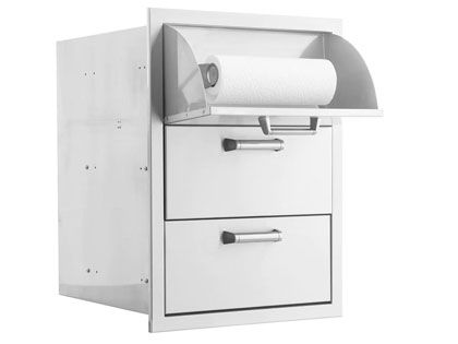 Black Diamond 16-inch Stainless Steel Double Access Drawer with Paper Towel Dispenser - Contemporary Handle