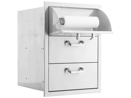 Black Diamond 16-inch Stainless Steel Double Access Drawer with Paper Towel Dispenser