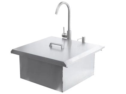Black Diamond 21-inch Outdoor Rated Stainless Steel Drop-In Sink with Hot & Cold Faucet - Contemporary Handle