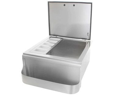 Black Diamond 25-inch Slide-In Ice Bin Cooler with Speed Rail & Condiment Holder - Contemporary Handle