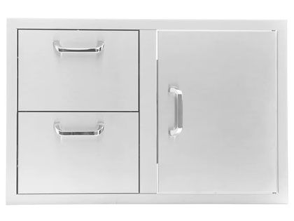 Black Diamond 32-inch Stainless Steel Reversible Access Door & Double Drawer Combo