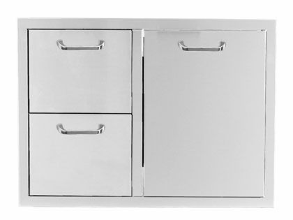 Black Diamond 32-inch Stainless Steel Double Drawer & Roll-Out Trash Bin Combo