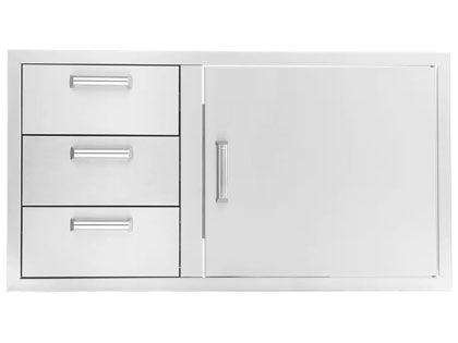 Black Diamond 39-inch Stainless Steel Reversible Access Door & Triple Drawer Combo - Contemporary Handle