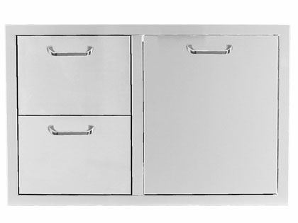 Black Diamond 39-inch Stainless Steel Double Drawer & Roll-Out Trash Bin Combo