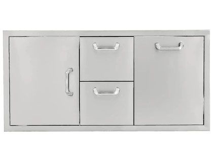 Black Diamond 42-inch Stainless Steel Door, Double Drawer & Roll-Out Trash Bin Combo