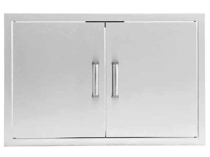 Black Diamond 32-Inch Stainless Steel Double Access Door - Contemporary Handle
