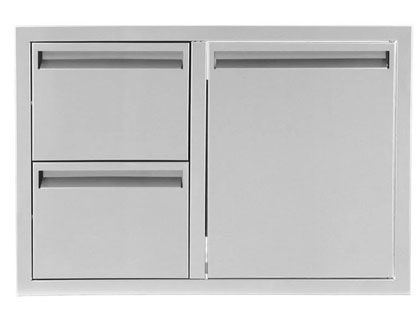 Black Diamond 32-inch Stainless Steel Flush Handles Access Door & Double Drawer Combo