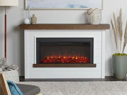 Bernice 67-in Electric Fireplace Mantel in White