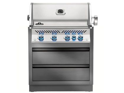 Napoleon Prestige PRO 500 Gas Grill with Infrared Rear Burner & Rotisserie Kit with Under Grill Cabinet Module
