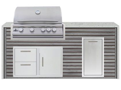 Blaze 6-Foot Grill Island with 32-Inch 4-Burner Gas Grill, Granite Countertop with Waterfall Granite Sides