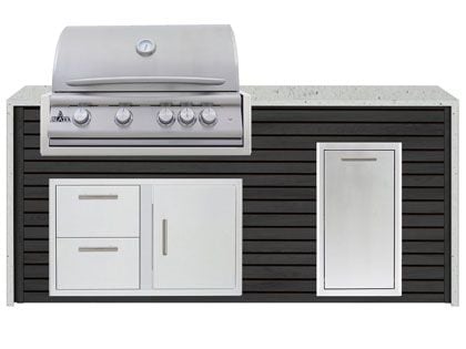 Blaze 6-Foot Grill Island with 32-Inch 4-Burner Gas Grill, Granite Countertop with Waterfall Granite Sides