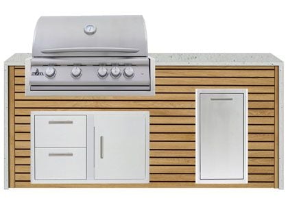 Blaze 6-Foot Grill Island with 32-Inch 4-Burner Gas Grill, Granite Countertop with Waterfall Granite Sides