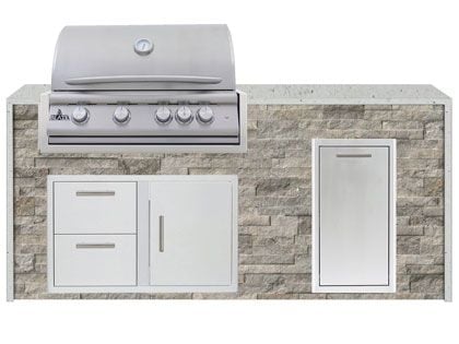 Blaze 6-Foot Grill Island with 32-Inch 4-Burner Gas Grill, Granite Countertop with Waterfall Granite Sides