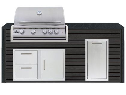 Blaze 6-Foot Grill Island with 32-Inch 4-Burner Gas Grill, Granite Countertop with Waterfall Granite Sides