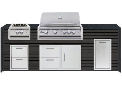 Blaze 8-Foot Grill Island with 32-Inch 4-Burner Gas Grill, Power Burner, Granite Countertop with Waterfall Granite Sides