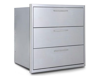 Blaze 30-Inch Stainless Steel Triple Access Drawer with LED Lighting