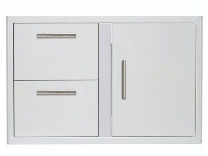 Blaze 32-Inch Access Door & Stainless Steel Double Drawer Combo with LED Lighting & Soft Close