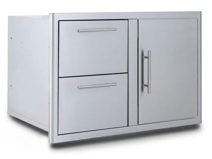Blaze 32-Inch Access Door & Stainless Steel Double Drawer Combo with LED Lighting & Soft Close