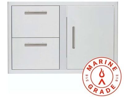 Blaze Marine Grade Stainless Steel 32-in Access Door & Double Drawer Combo with LED Lighting & Soft Close