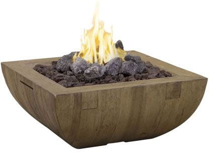 American Fyre Designs 36-Inch Bordeaux French Barrel Oak Wood Square Fire Bowl with FyreStarter Ignition System