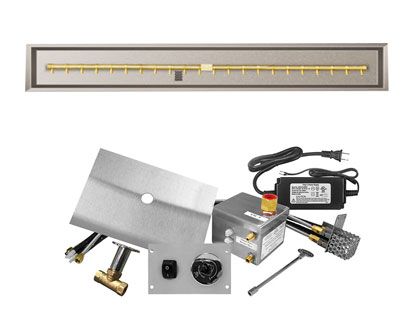 Firegear Fire Pit Burner Kit with Drop-In Pan & Pro Series Brass T-Shaped Burner - AWS Electronic Ignition