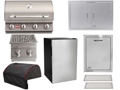 bull lonestar 8-piece 4-burner outdoor kitchen package
