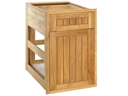 Pacific Teak Millworks 18-Inch Cottage Panel Teak Wood Drawer/Pullout Combo