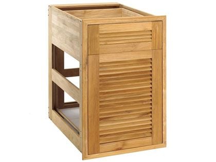 Pacific Teak Millworks 18-Inch Louvered Panel Teak Wood Drawer/Pullout Combo